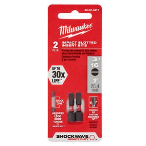 Milwaukee® 48-32-4417 ShockWave™ Impact Duty™ Impact Slotted Bit, 3/16 in Drive, 1 in, 2 pk