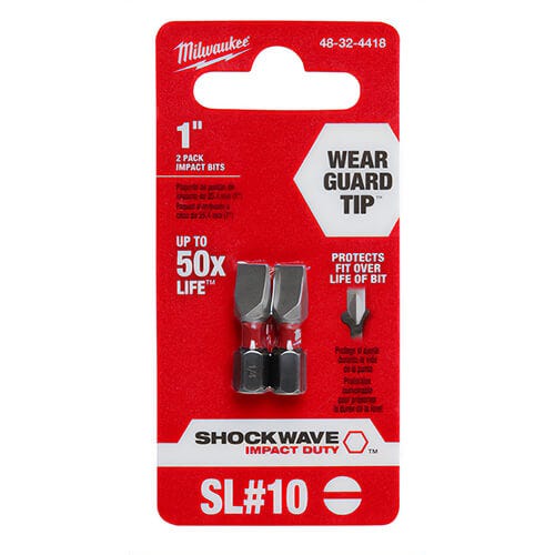 Milwaukee® 48-32-4418 ShockWave™ Impact Duty™ Impact Slotted Bit, 1/4 in Drive, 1 in, 2 pk