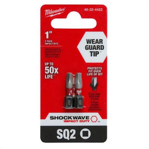 Milwaukee® 48-32-4422 ShockWave™ Impact Duty™ Impact Square Bit, SQ2 Drive, 1 in, 2 pk