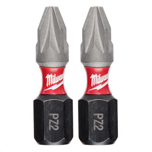 Milwaukee® 48-32-4432 ShockWave™ Impact Pozidriv Insert Bits, PZ2, 1 in, 2 pk