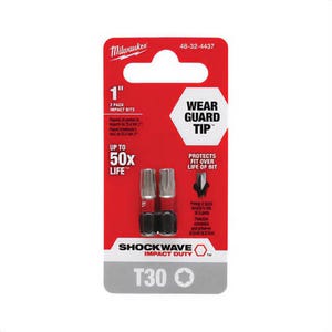 Milwaukee® 48-32-4437 ShockWave™ Impact Duty™ Impact Torx® Bit, T30 Torx® Point, 1 in, 2 pk