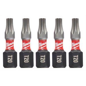 Milwaukee® 48-32-4614 ShockWave™ Impact Duty™ Impact Torx® Bit, T20 Torx® Point, 1 in, 5 pk