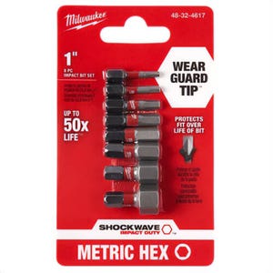 Milwaukee® 48-32-4617 ShockWave™ Metric Hex Impact Bit Set, 1 in, 8 pc