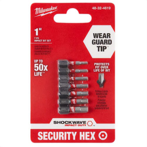 Milwaukee® 48-32-4619 ShockWave™ Hex Security Insert Bit Set, 7 pc