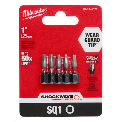 Milwaukee® 48-32-4621 ShockWave™ Impact Duty™ Impact Square Bit, SQ1 Drive, 1 in, 5 pk