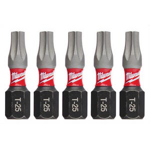 Milwaukee® 48-32-4636 ShockWave™ Impact Duty™ Impact Torx® Bit, T25 Torx® Point, 0.63 in, 5 pk