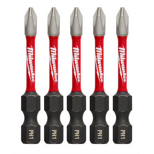 Milwaukee® 48-32-4638 ShockWave™ Impact Duty™ Impact Phillips® Bit, PH1 Phillips®, 0.3 in, 5 pk