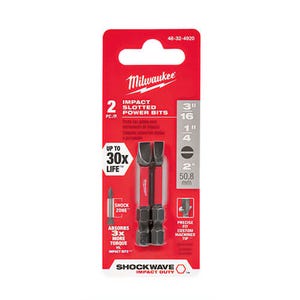 Milwaukee® 48-32-4920 ShockWave™ Impact Duty™ Impact Slotted Bit, 9/32 and 1/4 in Drive, 2 in, 2 pk