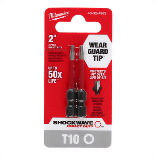 Milwaukee® 48-32-4982 ShockWave™ Impact Torx® Bits, T10, 2 in, 2 pk