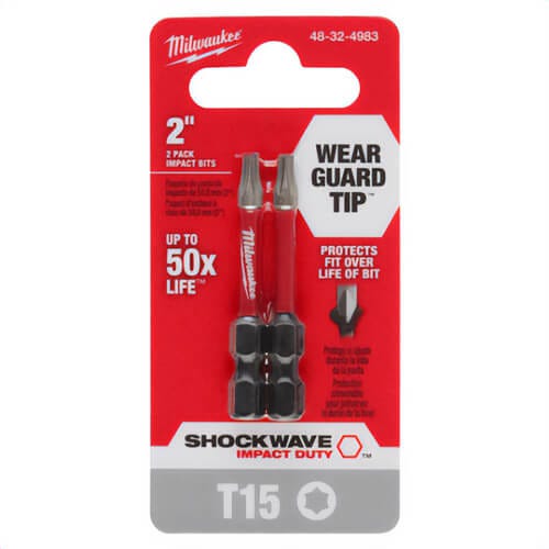 Milwaukee® 48-32-4983 ShockWave™ Impact Torx® Bits, T15, 2 in, 2 pk
