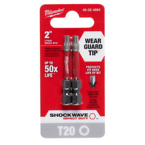 Milwaukee® 48-32-4984 ShockWave™ Impact Duty™ Impact Torx® Bit, T20 Torx® Point, 2 in, 2 pk