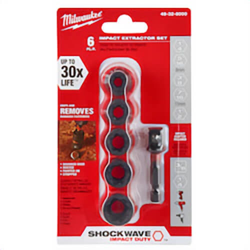 Milwaukee® 48-32-8000 Shockwave™ Impact Extractor Set, 1/4 in Hexagonal Shank dia