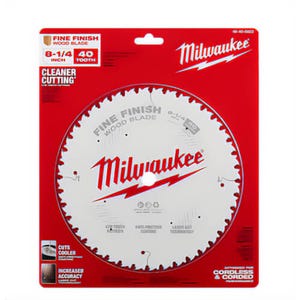 Milwaukee® 48-40-0822 Fine Finish Thin Kerf Circular Saw Blade, 8-1/4 in dia x 1.05 in Thick, 5/8 in Arbor, Carbide Blade, 40 Teeth