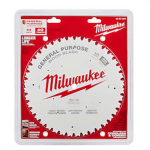 Milwaukee® 48-40-1024 General Purpose Thin Kerf Circular Saw Blade, 10 in dia x 1.05 in Thick, 5/8 in Arbor, Carbide Blade, 40 Teeth