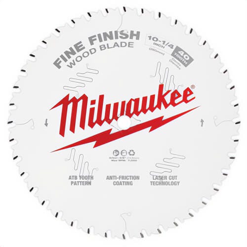 Milwaukee® 48-40-1040 Fine Finish Circular Saw Blade, 40T, 10-1/4 in