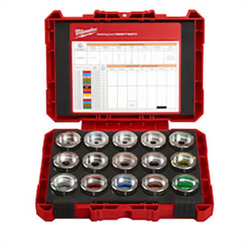 Milwaukee® 49-16-KITC M18™ Force Logic™ U-Style Crimping Tool Die Kit, 15 pc, Copper, 8 AWG to 600 kcmil, 6 ton Capacity