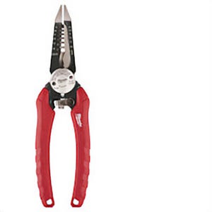 Milwaukee® 48-22-3079 6-in-1 1-Handed Spring Loaded Combination Plier with Side Cutter and Wire Stripper, Forged Alloy Steel Jaw