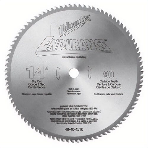 Milwaukee® 48-40-4510 Circular Saw Blade, 14 in dia x 0.071 in thick, 1 in Arbor, Hardened Steel Blade, 90 Teeth
