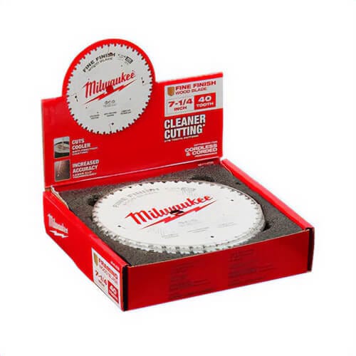 Milwaukee® 48-41-0726 Fine Finish Thin Kerf Circular Saw Blade, 7-1/4 in dia, 5/8 in Arbor, Carbide Blade, 40 Teeth