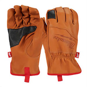 Milwaukee® 48-73-0012 Work Gloves, L, Goatskin Leather Palm, Goatskin Leather, Brown