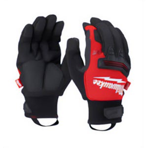 Milwaukee® 48-73-0042 Winter Demolition Work Gloves, Hook and Loop Closure, Waterproof and Windproof Layer, Black/Red, L