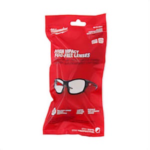 Milwaukee® 48-73-2021 High Performance Safety Glass, Anti-Fog/Anti-Scratch/Impact-Resistant, Clear Lens, Wrap Around Frame, Black