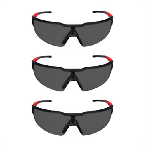 Milwaukee® 48-73-2054 Safety Glasses, Anti-Scratch, Tinted Lens, Black/Red, Plastic Frame, Polycarbonate, 3 pc