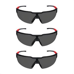 Milwaukee® 48-73-2054 Safety Glasses, Anti-Scratch, Tinted Lens, Black/Red, Plastic Frame, Polycarbonate, 3 pc