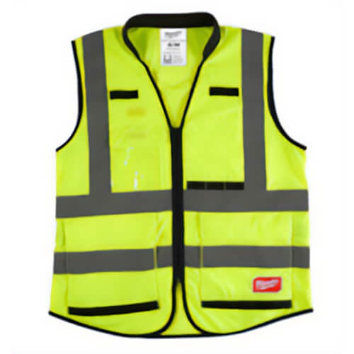 Milwaukee® 48-73-5041 Performance Safety Vest, S/M, Hi-Viz Yellow, Polyester, Hook and Loop/Zipper Closure, 15 Pockets