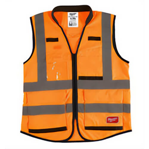 Milwaukee® 48-73-5053 Performance Safety Vest, 2XL/3XL, Hi-Viz Orange, Polyester, Hook and Loop/Zipper Closure, 15 Pockets