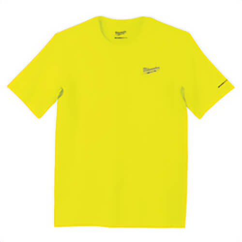 Milwaukee® WorkSkin™ 414HV-XL Lightweight Round Neck Short Sleeve Performance T-Shirt, Men's, XL, Hi-Viz Yellow, Polyester