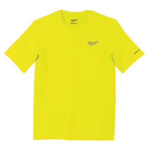 Milwaukee® WorkSkin™ 414HV-3X Lightweight Round Neck Short Sleeve Performance T-Shirt, Men's, 3XL, Hi-Viz Yellow, Polyester
