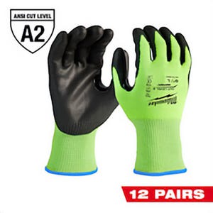 Milwaukee® 48-73-8922B High Visibility Cut-Resistant Gloves, L, Nitrile Coating, Polyurethane, Knit Cuff, Resists: Abrasion, Cut, Puncture and Tear