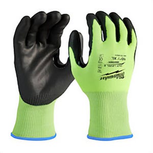 Milwaukee® 48-73-8923 High Visibility Cut-Resistant Gloves, XL, Nitrile Coating, Polyurethane, Knit Cuff, Resists: Abrasion, Cut, Puncture and Tear