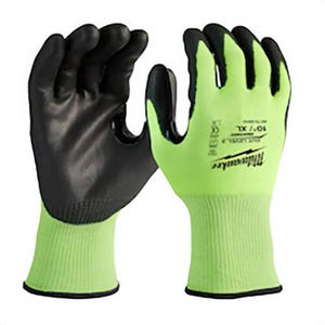 Milwaukee® 48-73-8933 High Visibility Cut-Resistant Gloves, XL, Nitrile Coating, Polyurethane, Knit Cuff, Resists: Abrasion, Cut, Puncture and Tear