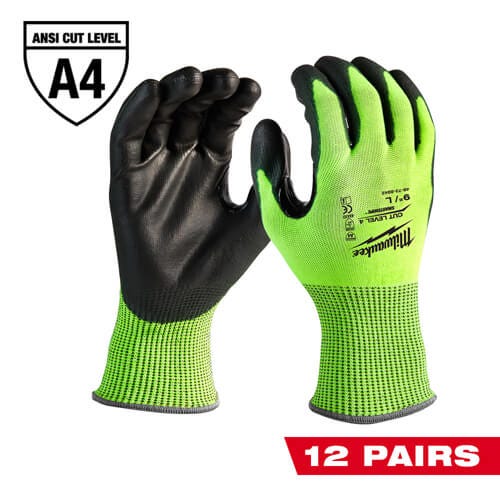 Milwaukee® 48-73-8944B High Visibility Cut-Resistant Gloves, 2XL, Nitrile Coating, Polyurethane, Knit Cuff, Resists: Abrasion, Cut, Puncture and Tear