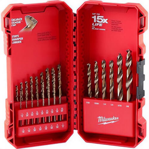 Milwaukee® 48-89-2338 Red Helix™ Drill Bit Set, 1/16 in Minimum Drill Bit, 1/2 in Maximum Drill Bit, 135° Drill Point Angle, 23 pc