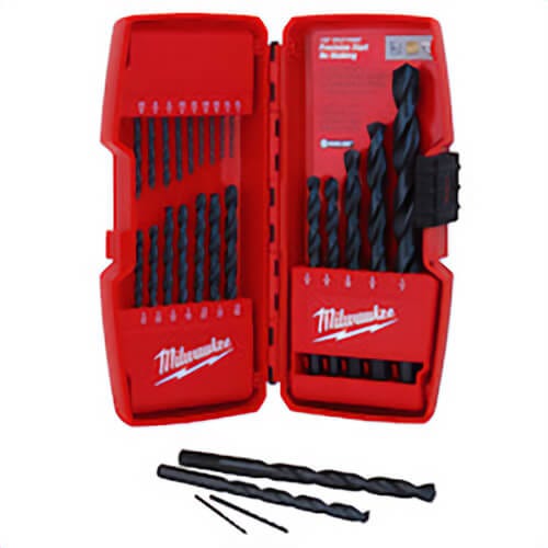 Milwaukee® 48-89-2801 Thunderbolt® Secure-Grip™ Drill Bit Set, 21 pc, Black Oxide, 3-Flat Shank, Parabolic Flute, 135° Split Point