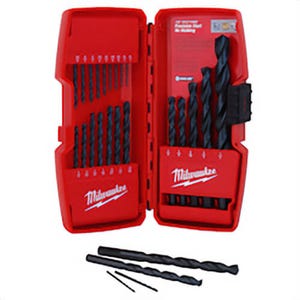 Milwaukee® 48-89-2801 Thunderbolt® Secure-Grip™ Drill Bit Set, 21 pc, Black Oxide, 3-Flat Shank, Parabolic Flute, 135° Split Point