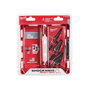 Milwaukee® 48-89-9257 Shockwave™ Electrical Step Drill Bit Set, 1/8 in Min Drill Bit, 1-1/8 in Max Drill Bit, 3 pc, 2 Flutes