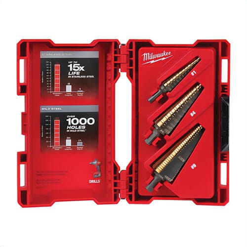 Milwaukee® 48-89-9291 Step Drill Bit Set, #1 Minimum Drill Bit, #9 Maximum Drill Bit, 3 pc, Cobalt