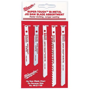 Milwaukee® 49-22-1168 General Purpose Heavy Duty Jig Saw Blade Set, 5 pc, Universal Shank, for use with 6256-6 Jig Saw