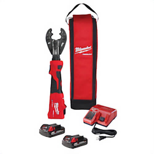 Milwaukee® 2978-22BG M18™ Force Logic™ Cordless Linear Utility Crimper Kit, 8 AWG to 600 kcmil Crimping, 6 ton Crimping, 18 V, M18™ Redlithium™ Battery