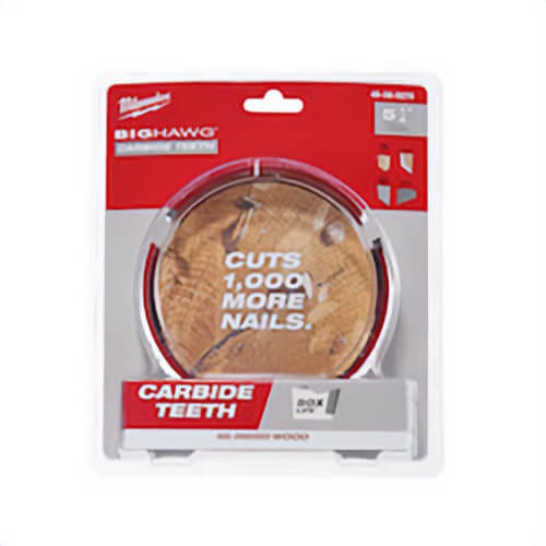 Milwaukee® Big Hawg™ 49-56-9270 Hole Saw, 5-1/4 in dia, 2-7/16 in D Cutting, Carbide Cutting Edge, 5/8-18 Arbor