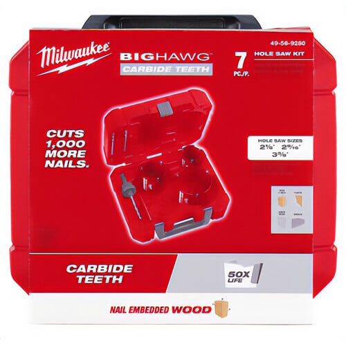 Milwaukee® 49-56-9280 Big Hawg™ Hole Saw Kit, 7 pc, Carbide