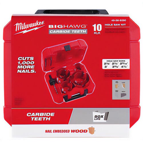 Milwaukee® 49-56-9290 Big Hawg™ Hole Saw Kit, 10 pc, Carbide