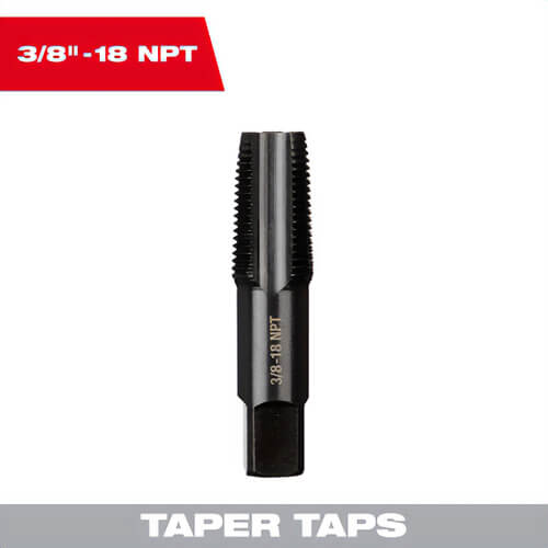 Milwaukee® 49-57-5292 Straight Flute Taper Tap, 3/8 in - 18 NPT