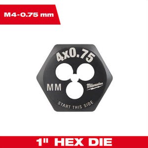 Milwaukee® 49-57-5320 Metric 1 in Hex Threading Die, M4 x 0.75 mm