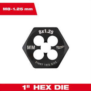 Milwaukee® 49-57-5343 Metric 1 in Hex Threading Die, M8 x 1.25 mm