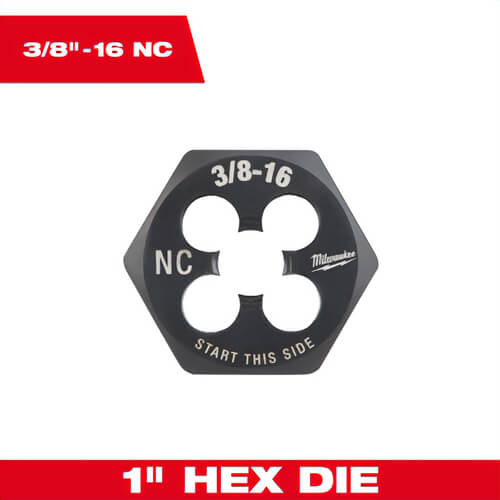 Milwaukee® 49-57-5348 SAE 1 in Hex Threading Die, 3/8 in - 16 NC